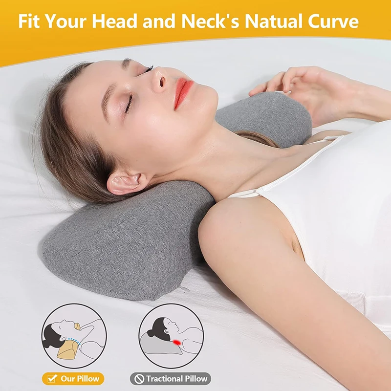 Almohada cervical, almohada de contorno de espuma viscoelástica, almohadas de cama para dormir lateral, almohada ortopédica ergonómica para dormir, almohada para el cuello