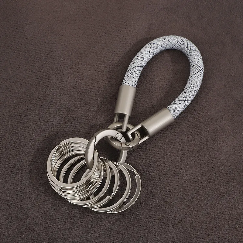 Llavero Minimalista de Aleación de Titanio con Acabado Natural, Organizador de Múltiples Anillos, Cordón Multifuncional, Estilo Insta
