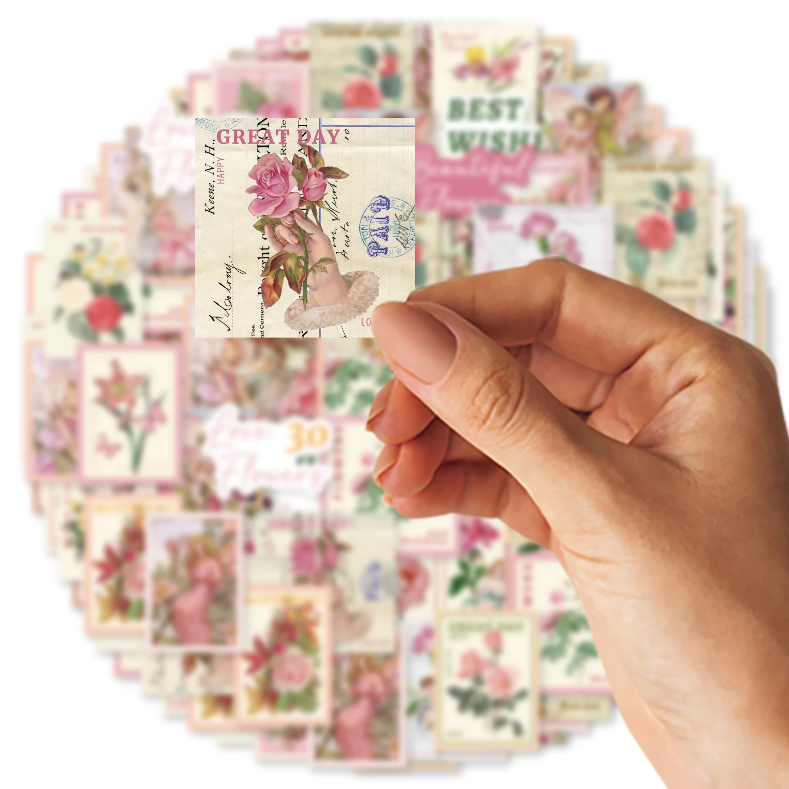 46 Uds. De pegatinas de grafiti Vintage de rosas, hadas y pájaros, cuaderno decorado, taza de agua, maleta, guitarra, juguete clásico, álbum de recortes, calcomanía DIY