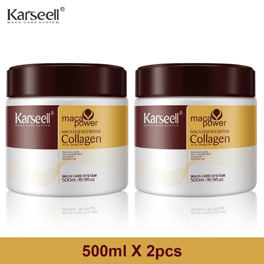 Karseell 2 uds tratamiento capilar de colágeno reparación profunda acondicionamiento aceite de argán mascarilla para el cabello esencia para cabello seco dañado todo tipo de cabello