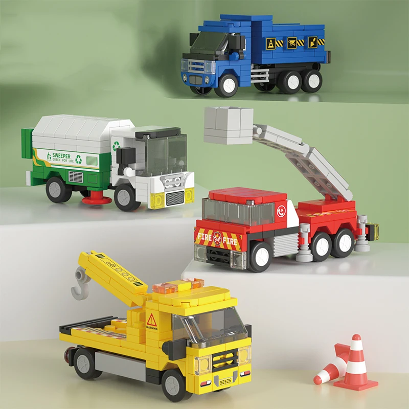 8 juguetes de rompecabezas, bloques de construcción, coches deslizantes, vehículos de simulación con temática urbana, decoraciones interiores exquisitas, regalos navideños