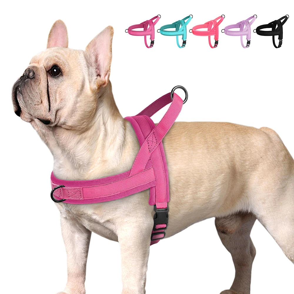 Arnés acolchado de nailon para Perro y gato, chaleco ajustable suave para exteriores, sin tirones, para Bulldog Francés, Chihuahua, cachorro