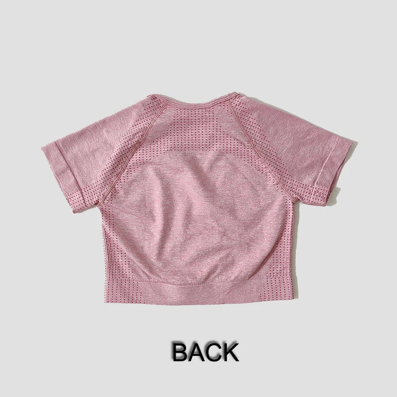 Camiseta de Yoga sin costuras para mujer, Top corto de manga corta para Fitness, Tops de entrenamiento, ropa de gimnasio para mujer, camisetas deportivas para correr, ropa deportiva