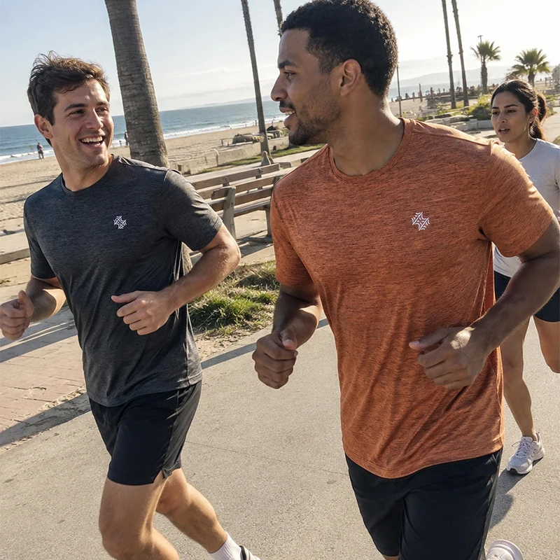 Camiseta de manga corta de secado rápido para hombre y mujer, camiseta de cuello redondo que absorbe la humedad, para gimnasio, correr, ejercicio de entrenamiento, camisetas deportivas ligeras