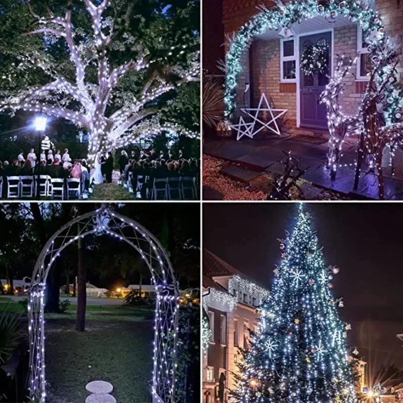 Guirnalda de luces Led solares de 7M/12M/22/32M, adorno para exteriores, guirnalda de luces Led impermeables, decoración de lámpara Solar para jardín y fiesta de Navidad