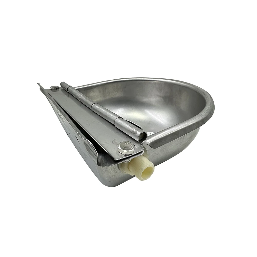 Cuenco de agua de acero inoxidable 304 con orificio de drenaje para bebida, flotador automático para granja, caballo, vaca, suministros para ovejas, perros, mascotas, cabras y ganado