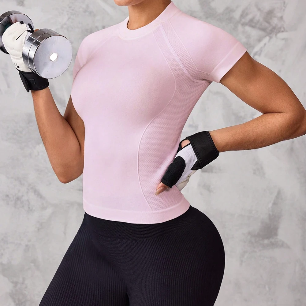 Top Deportivo de Manga Corta para Mujer, Tejido Transpirable y de Secado Rápido, Adecuado para Correr y Yoga