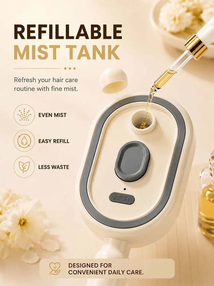 Peine eléctrico multifuncional para masaje del cuero cabelludo, cepillo para alisar el cabello con spray anti-frizz, adecuado para el hogar y viajes al aire libre.