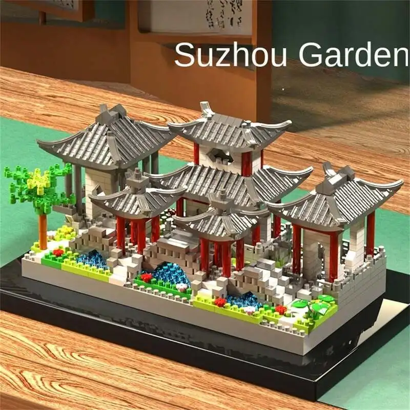 Suzhou Garden rompecabezas micro ensamblaje de partículas tipo bloque de construcción estilo étnico juguete de bloques de construcción