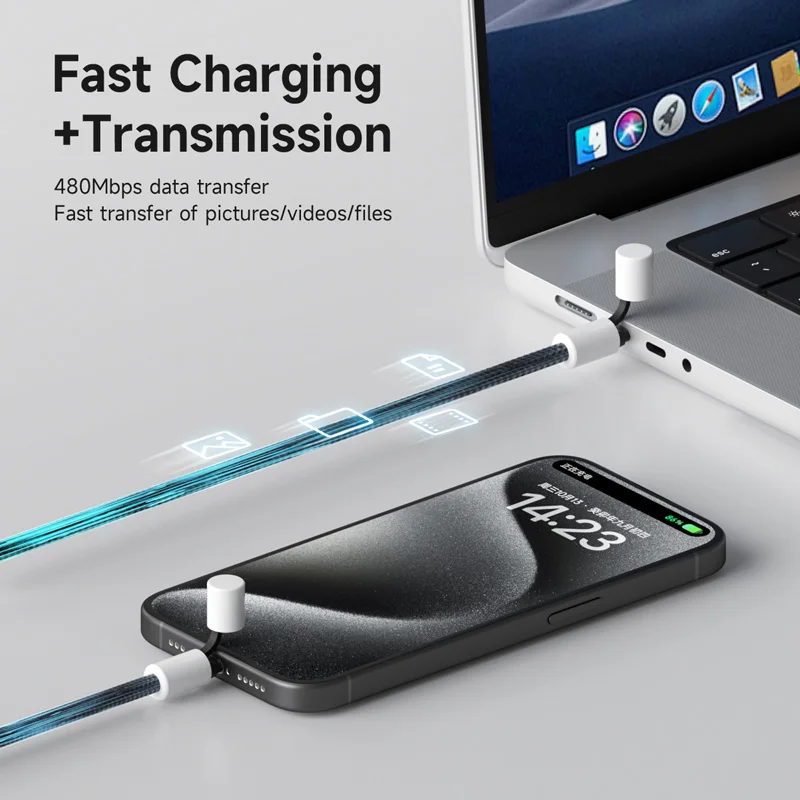 Hagibis Cable USB C a USB C con tapa protectora Cable tipo C de 240W PD 3,1 Cable de carga rápida para iPhone 16 17 Macbook Pro iPad