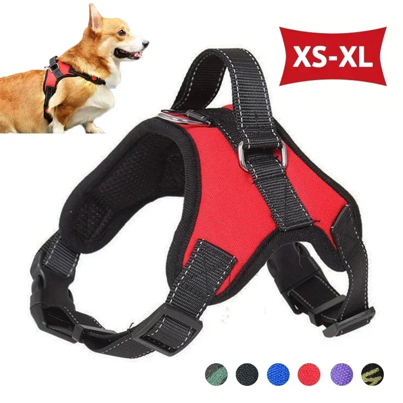 Arnés para perros con sillín, arnés reflectante ajustable para mascotas, sin tirar, entrenamiento para caminar, producto con correa para el pecho para perros pequeños, medianos y grandes