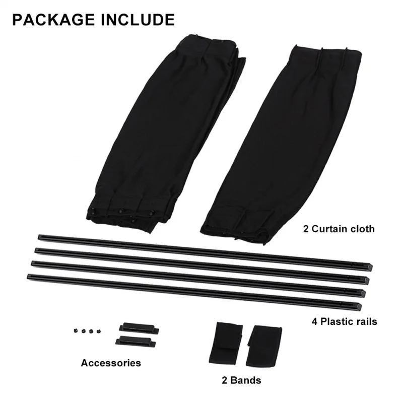 Parasol para coche, cortina para ventana lateral, accesorios de protección Uv plegables para coche, tela pura negra, 50cm, 2 uds.