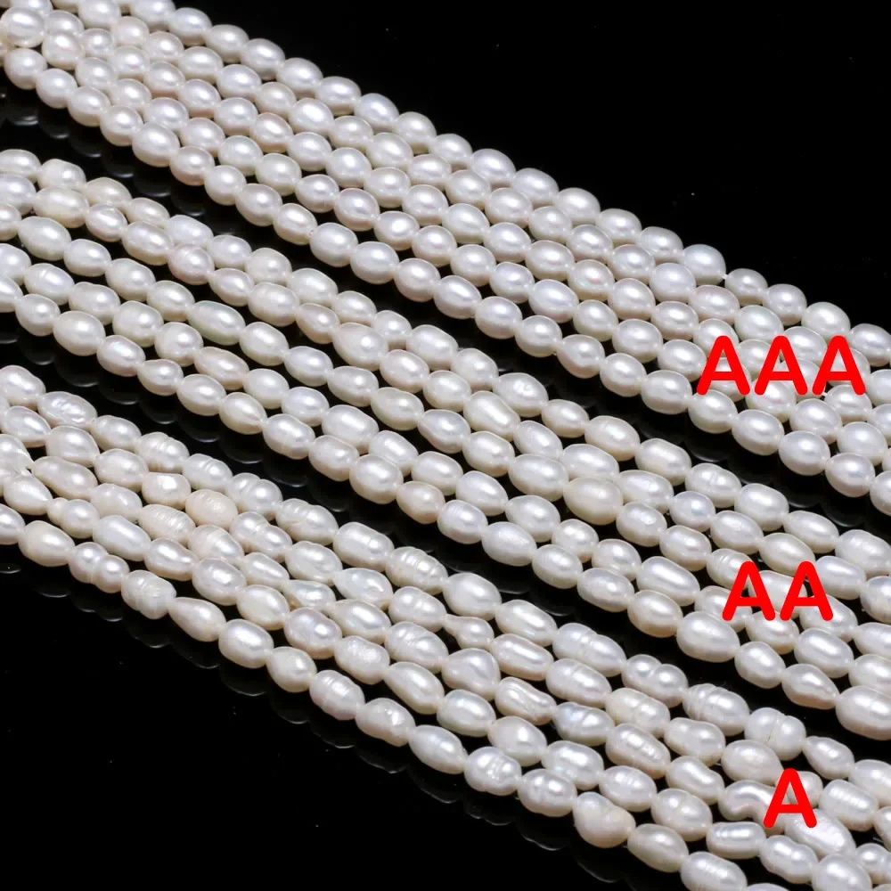 Cuentas de perlas naturales de agua dulce, cuentas sueltas con forma de arroz de alta calidad para DIY, elegante collar, pulsera, fabricación de joyas