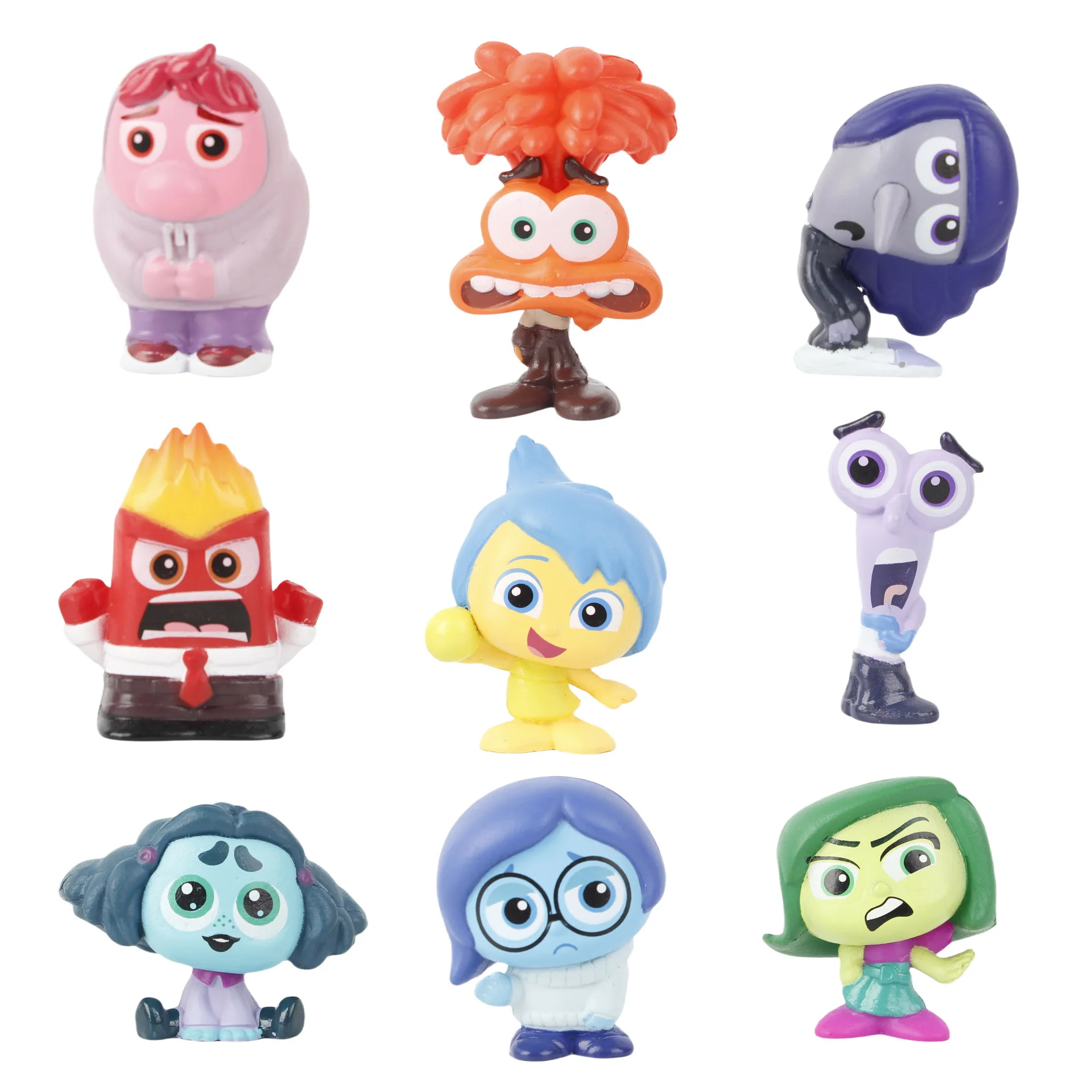 9 Uds Mini Inside Out 2 figura de acción juguete película de dibujos animados alegría ansiedad ira tristeza desgusto miedo modelo muñeca figuritas regalo para niños
