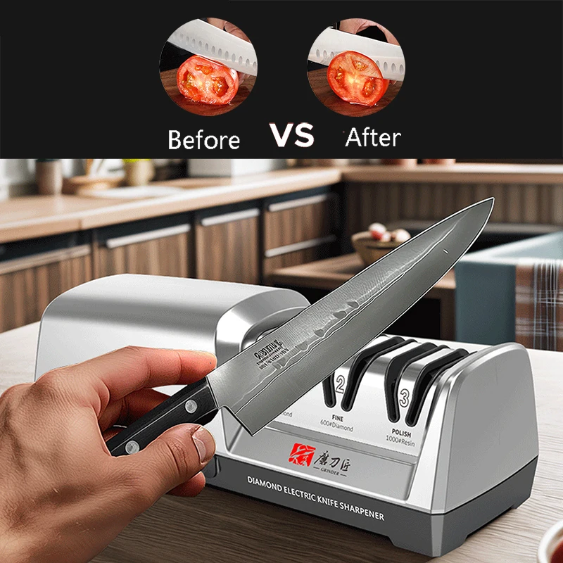 Afilador de Cuchillos Eléctrico Profesional TAIDEA - Sistema de 3 Etapas, Restaura y Pule Cuchillas sin Esfuerzo, Afilador de Cocina