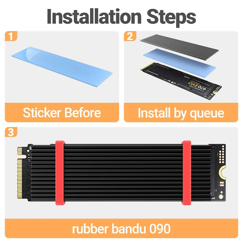 Disipador de calor JEYI M.2 SSD, radiador NVMe de aluminio 2280, enfriador de unidades de estado sólido con almohadilla térmica de silicona para PS5, portátil y de escritorio