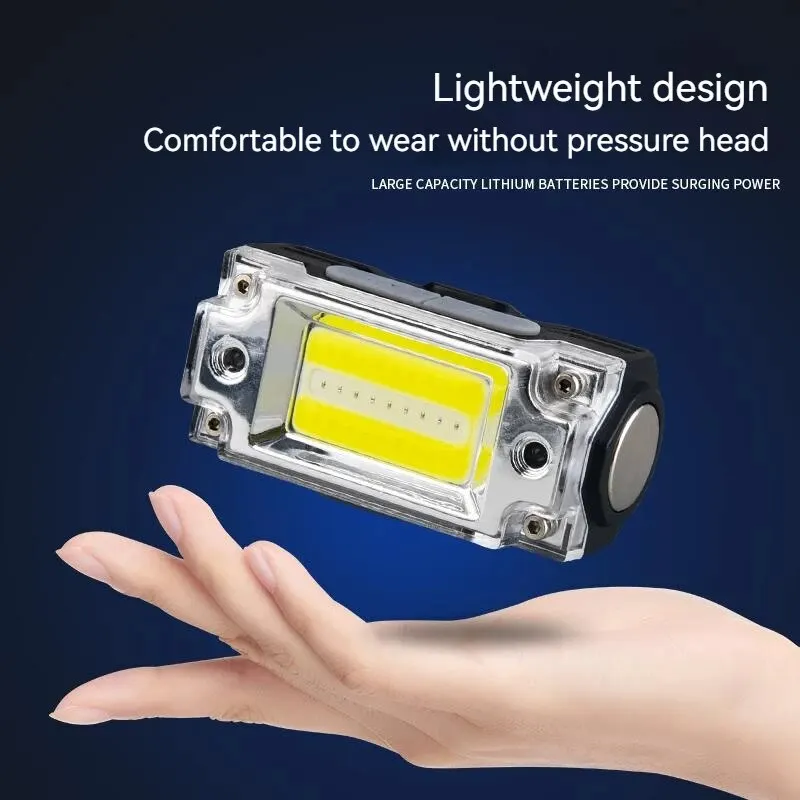 Mini linterna frontal Dual COB con Sensor, Clip para sombrero, 5 modos de iluminación, linterna de caza para acampar al aire libre, lámparas de cabeza de inducción