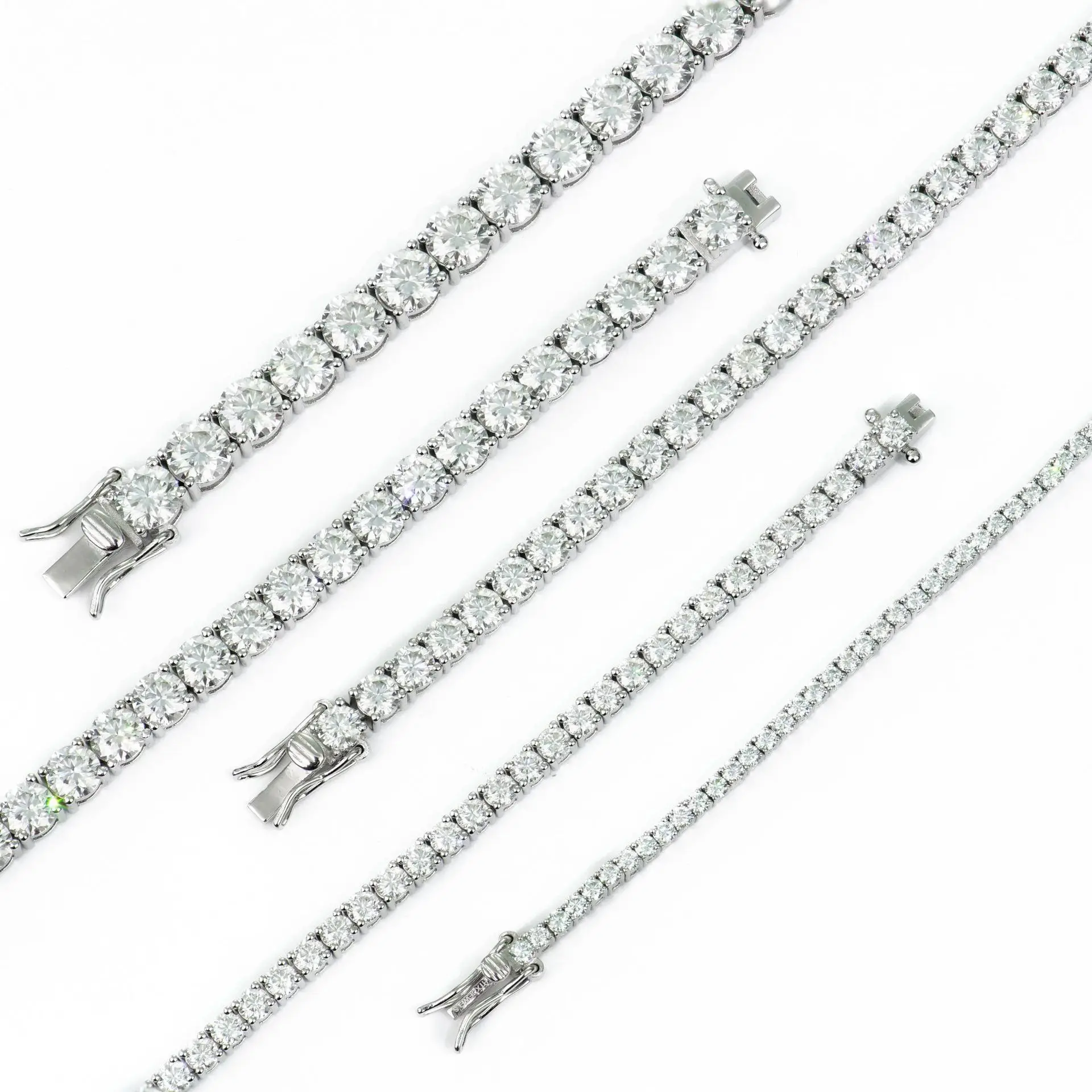 Pulseras de tenis de moissanita simples a la moda, brazaletes de plata S925 con diamantes brillantes para mujeres y hombres, brazaletes para fiestas y bodas, joyería certificada GRA