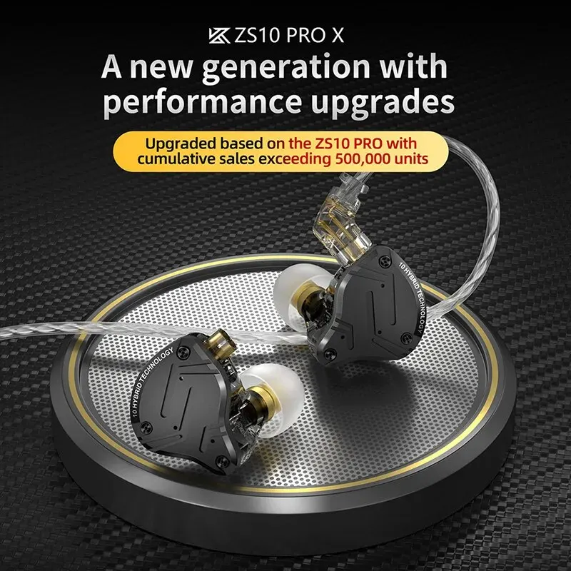 KZ ZS10 PRO X auriculares internos híbridos de Metal de graves HIFI, auriculares deportivos con cancelación de ruido