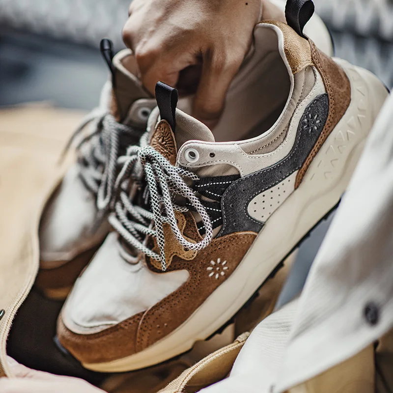 Maden 80's zapatos para correr con empalme Retro para hombres, zapatillas cómodas y transpirables versátiles, zapatos informales bajos para exteriores para hombres
