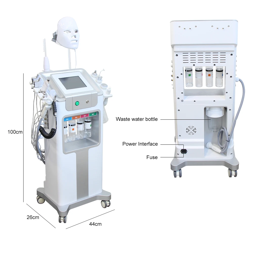 AOKO nuevo 12 en 1 hidrodermoabrasión Aqua Peeling ultrasonido cuidado Facial inyección de oxígeno rejuvenecimiento de la piel máquina de belleza de merlán