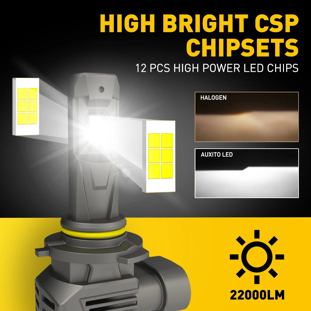 AUXITO 2 uds 22000LM Super brillante H11 H8 H7 9005 HB3 LED Canbus sin Error 360 bombilla de faro lámpara automática 9012 HIR2 luces de cabeza LED