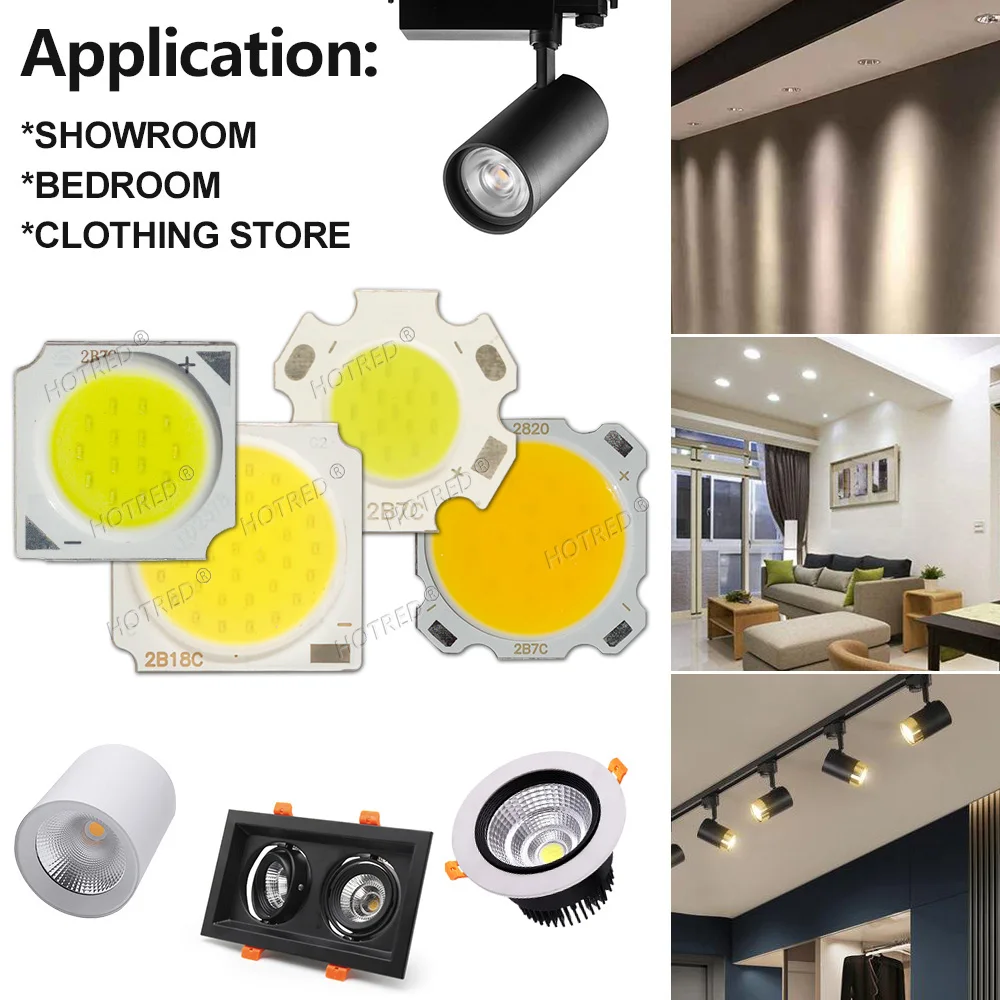 10-50 Uds COB LED 3W 5W 7W 10W 12W 15W 18W 30W 36W blanco cálido frío neutro 13mm 20mm 28mm 1919 Chips lámpara foco Downlight DIY