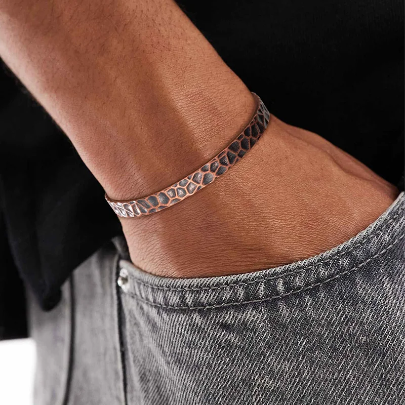 Pulseras de Cobre Puro para Mujer y Hombre, Brazaletes Curativos Impermeables para Hombre, Brazalete de Cobre Ajustable y Grueso, Joyería Curativa