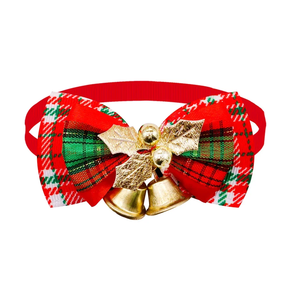 50/100 Uds. Pajarita para perro con campana, pajarita navideña para perro, Collar para lazos, accesorios navideños para el cuidado de perros, suministros para mascotas para perros