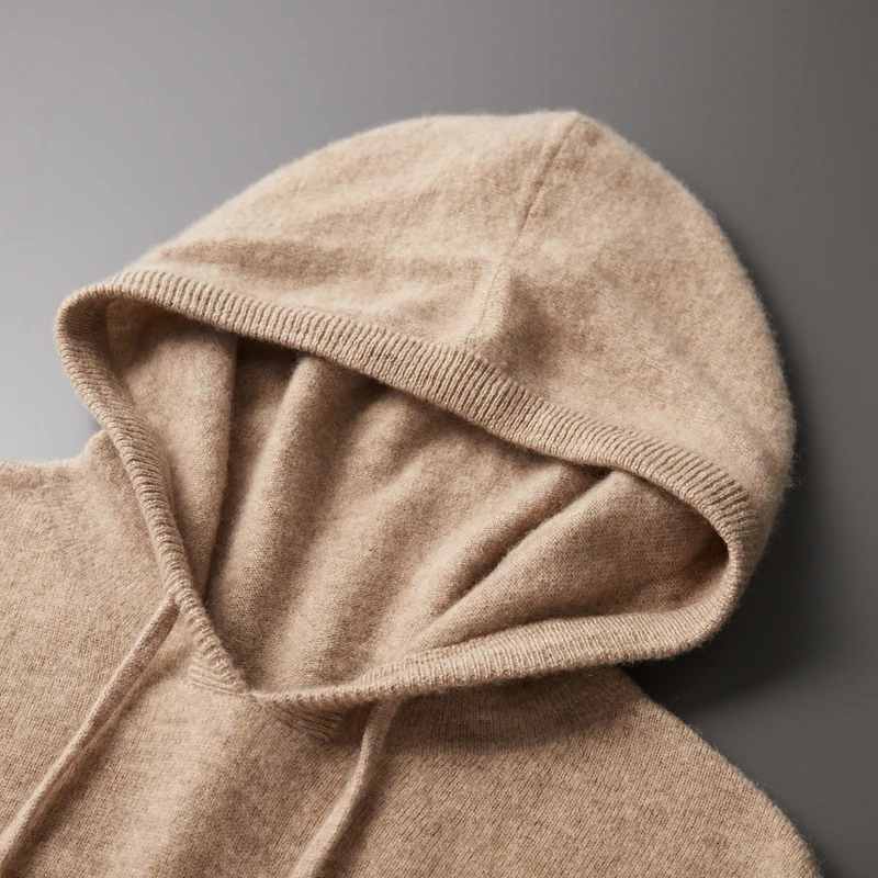 Sudadera con capucha de una pieza de Cachemira para hombre y mujer, sudadera de punto de lana merina 100%, informal, grande, larga, para otoño e invierno