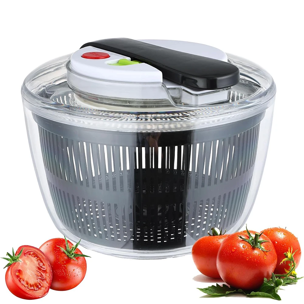 LMETJMA-girador de ensalada de 3L, tazón de ensalada grande con tapa, fácil de presionar con una sola mano, Spinner para ensalada, lavadora, secadora, mezclador escurridor JT249
