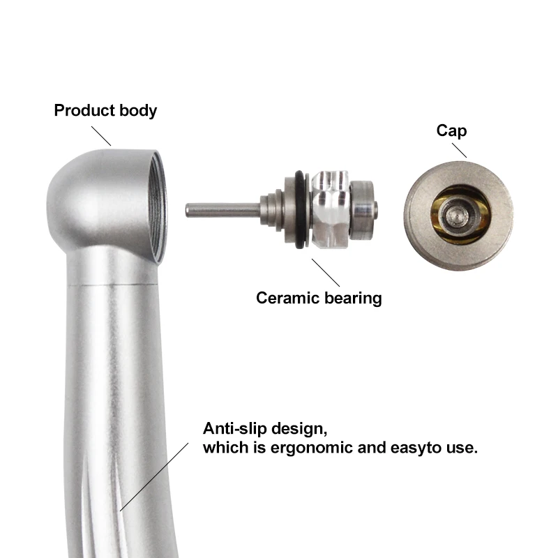 Turbina Dental de Alta Velocidad, 360,000 rpm, Autoclavable, Rodamientos de Cerámica, Spray Único, Equipo de Laboratorio Dental para Dentistas