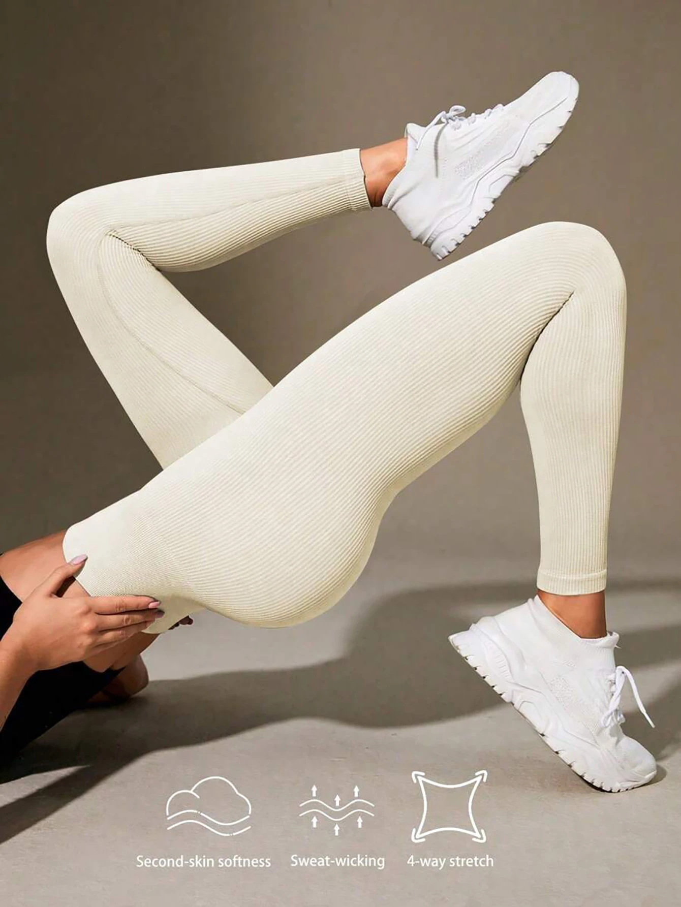 Pantalones de yoga acanalados de cintura alta para mujer, mallas de entrenamiento elásticas con control de barriga de color sólido para fitness, gimnasio, salón y uso diario