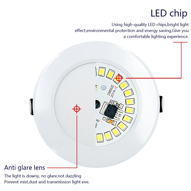 Lámpara LED Empotrable de 3W 5W 7W 9W 12W 15W, Lámpara LED de CA 220V 230V 240V, Foco Redondo Empotrado, Panel LED, Iluminación Interior