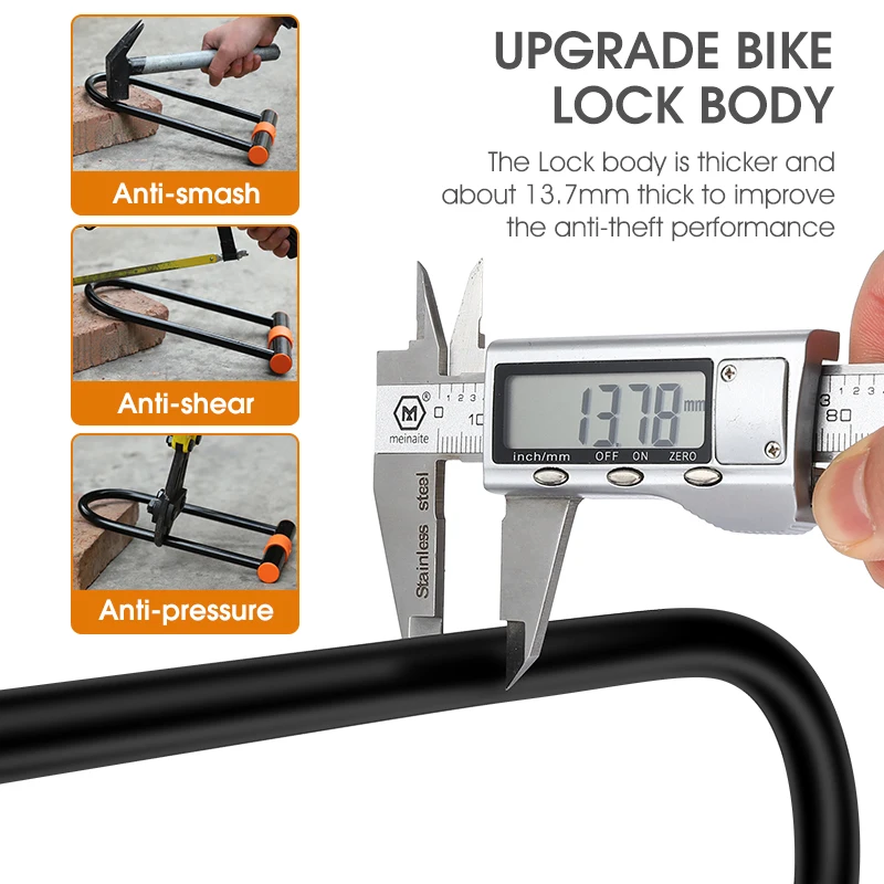WEST BIKING-cerradura en U de acero al carbono para bicicleta, candado seguro antirrobo para bicicleta de montaña y carretera, accesorios para ciclismo y motocicleta