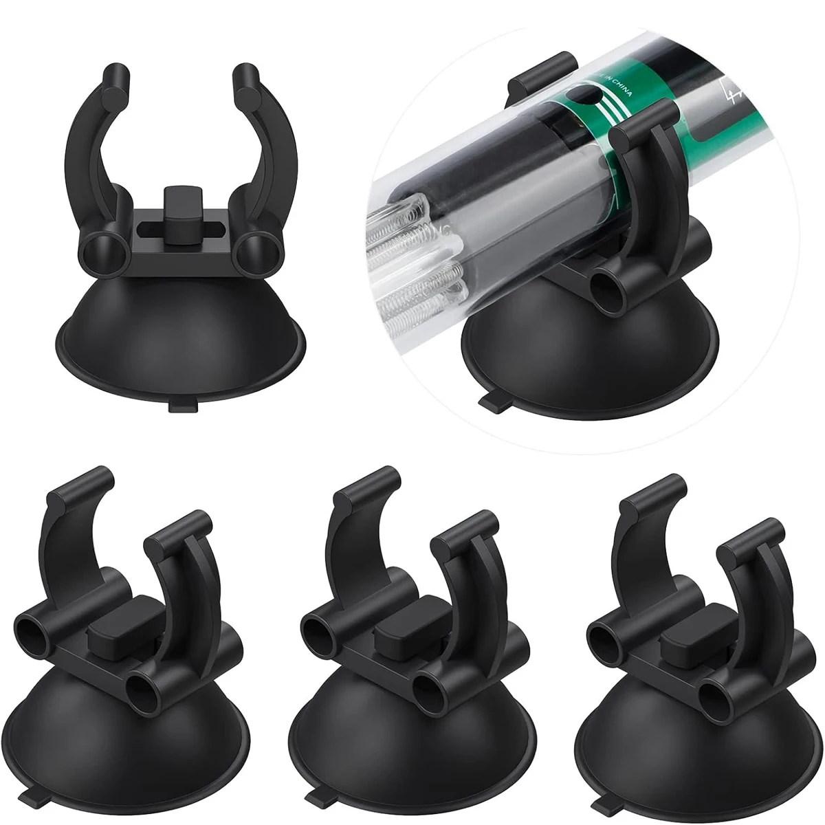 Ventosa para calentador de acuario, 4 Uds., con Clip de 0,98 pulgadas, soporte de varilla calefactora estándar negro, Clip para pecera