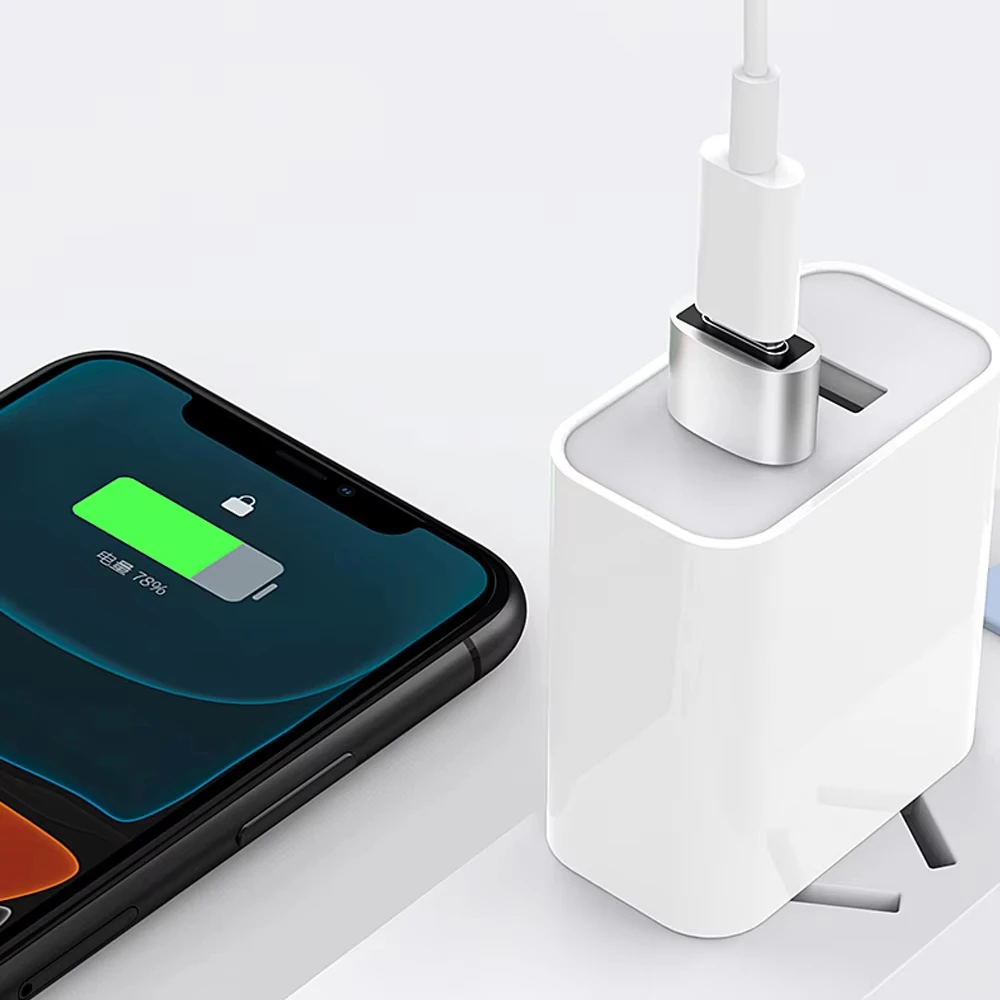 NNBILI Paquete de 10 adaptadores USB a USB C, USB C hembra a USB macho, carga súper rápida y convertidor OTG para iPhone, Xiaomi, Huawei, portátil
