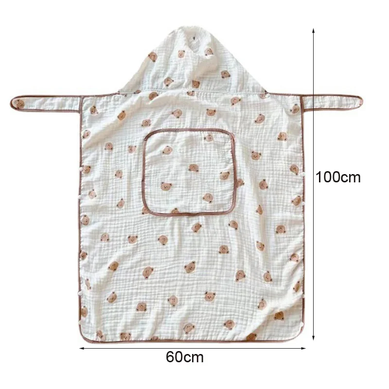 Funda de muselina con capucha para portabebés, manta de protección contra mosquitos para asiento de cadera, cochecito, capa ligera y transpirable para bebés, 80*100cm