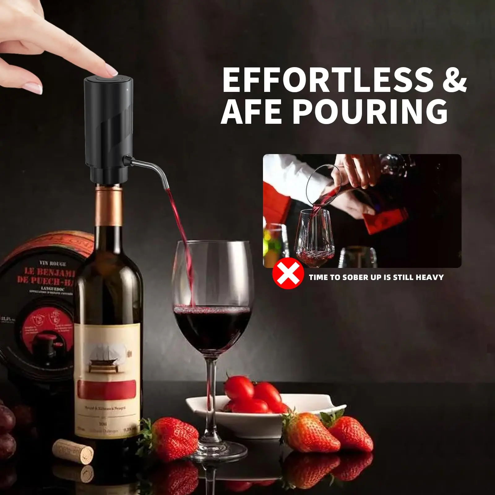 Dispensador de aireador de vino eléctrico recargable, decantador de vino automático, dispensador de vino eléctrico inteligente, herramienta de cocina para fiesta, regalo