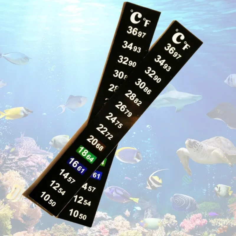 Tira adhesiva para acuario, termómetro decolorante, adhesivo de doble escala, herramientas de temperatura, 5 uds./10 Uds.