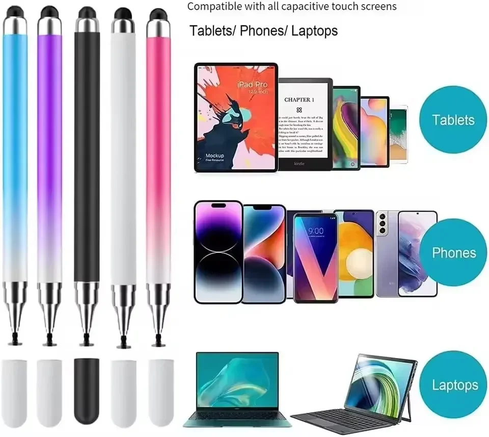 Lápiz óptico Universal 2 en 1 para tableta móvil, Android, IOS, teléfono, accesorios para iPad, bolígrafos para tableta de dibujo, lápiz táctil de pantalla capacitiva