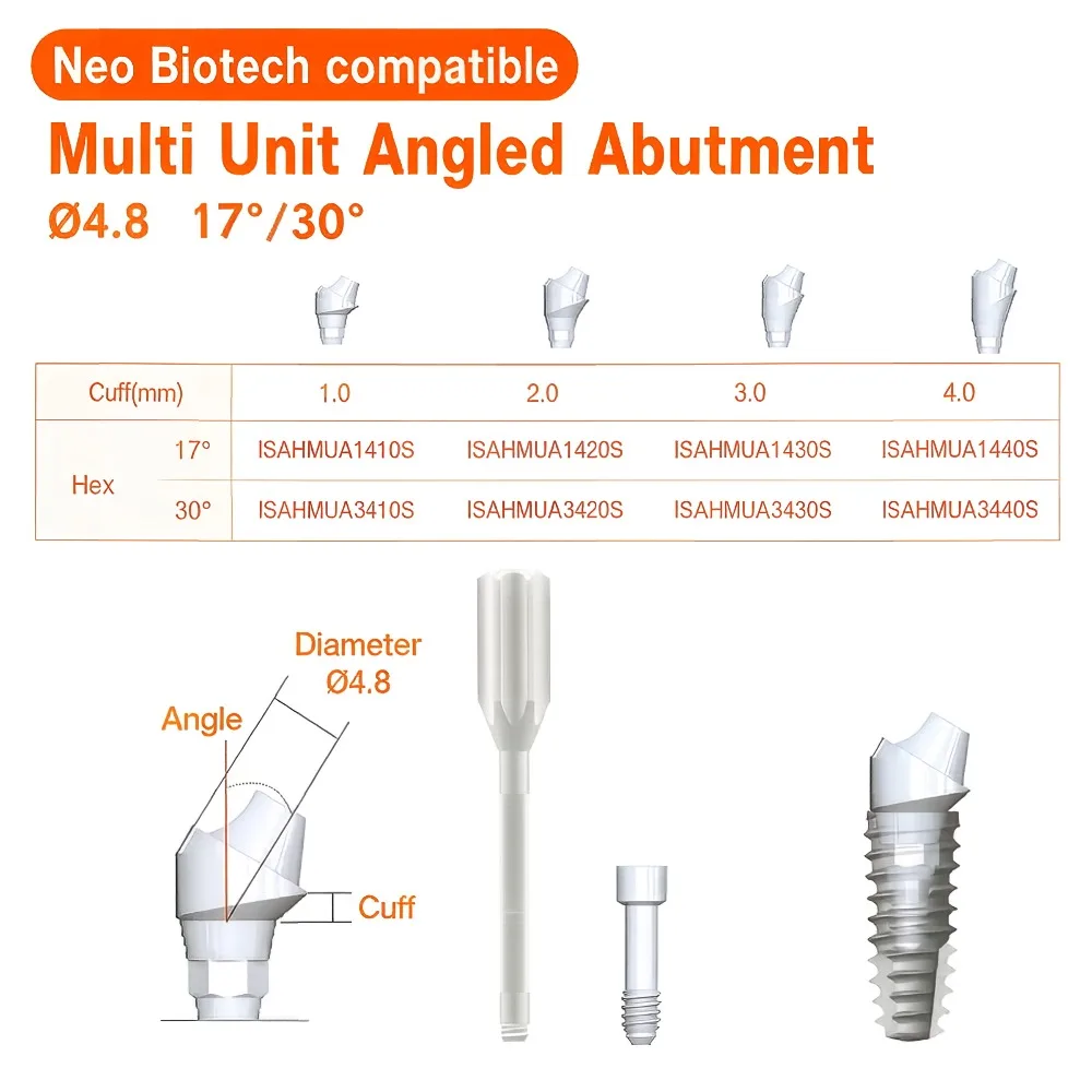 10 unidades de implantes compatibles NeoBiotech: Scanbody de titanio, pilar de transferencia multiunidad, pilar de cicatrización y tornillo óseo para restauración dental de laboratorio