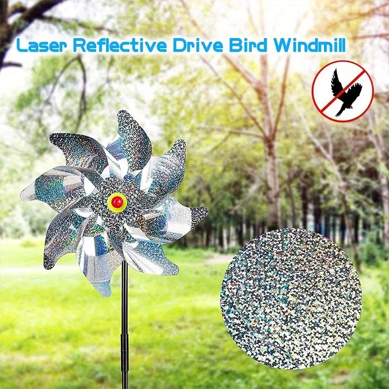1 Uds repelente de aves molinetes reflectantes brillantes espantapájaros molinete molino de viento Spinner para jardín césped decoración de patio mantener los pájaros afuera
