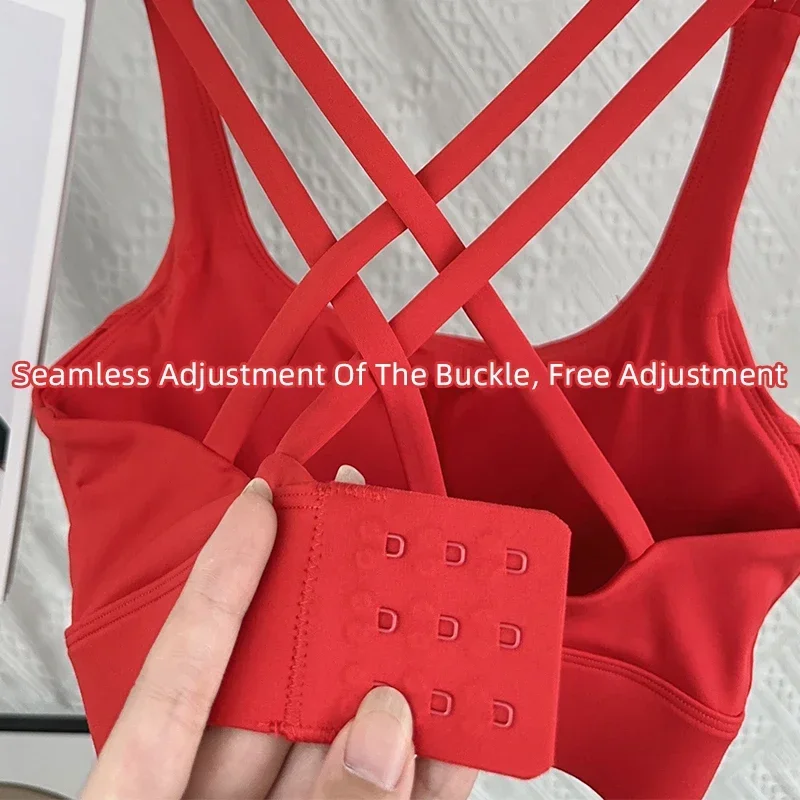 Tops deportivos a la moda con espalda cruzada para mujer, Sujetador deportivo a prueba de golpes con hebilla ajustable, Sujetador deportivo para gimnasio, Pilates, correr, chaleco atlético