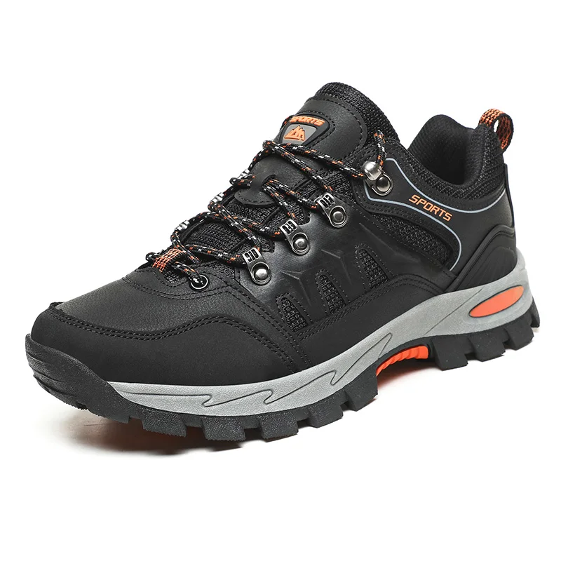 HIKEUP-zapatos de senderismo al aire libre para hombre y mujer, zapatillas deportivas de cuero de alta calidad, talla grande, Otoño e Invierno