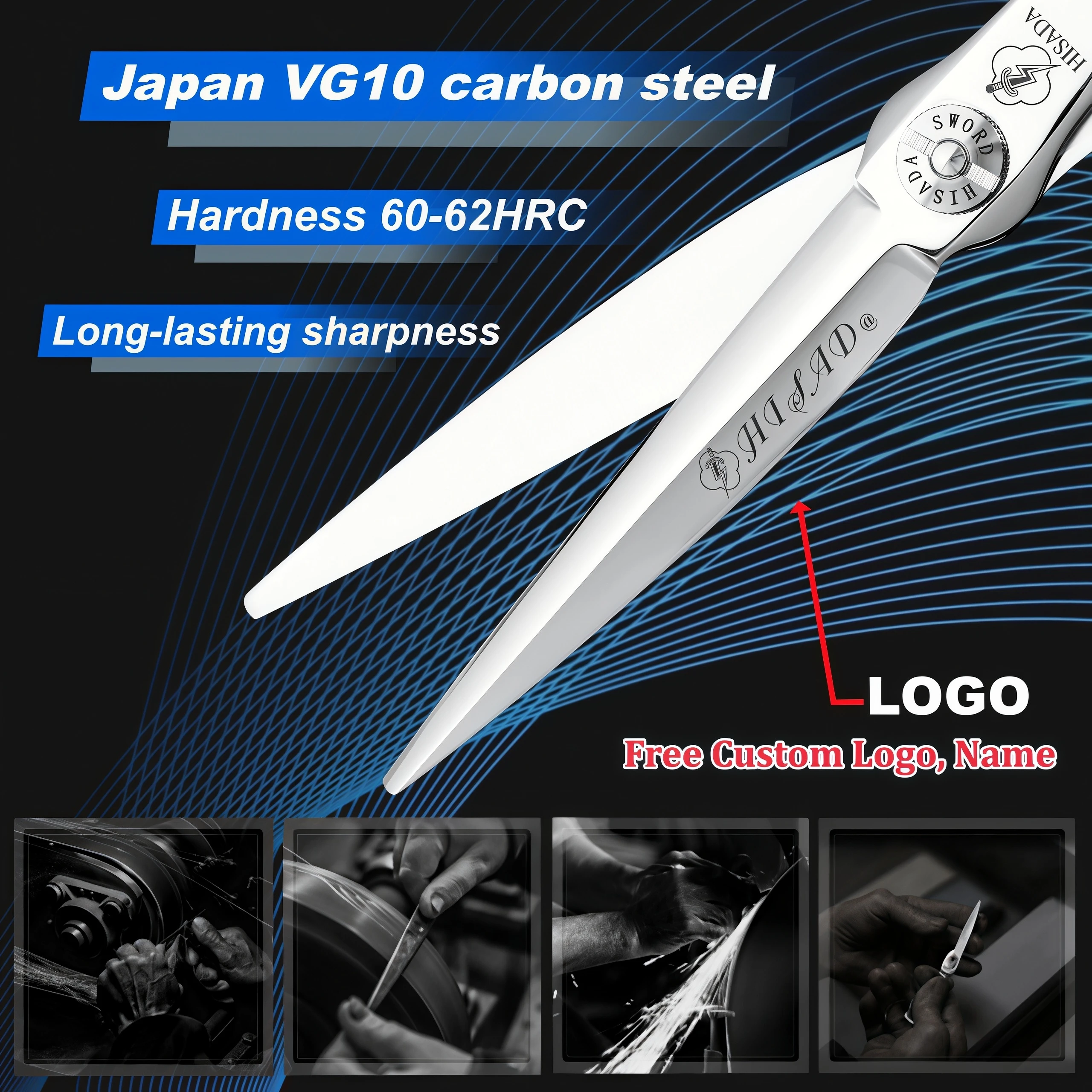 Tijeras de Peluquería Profesionales de 6.0, 6.5 y 7.0 Pulgadas, Material VG10, Hechas a Mano en Japón