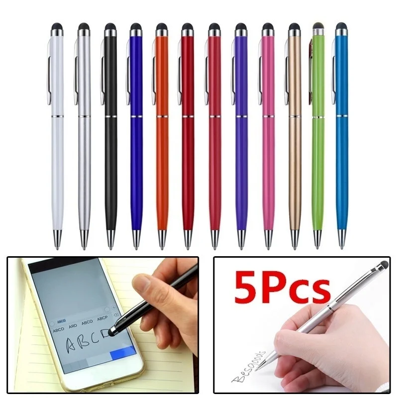 5 uds 2 en 1 tableta de diseño útil para Pad teléfono inteligente pantalla táctil lápiz óptico + bolígrafo Smartphone