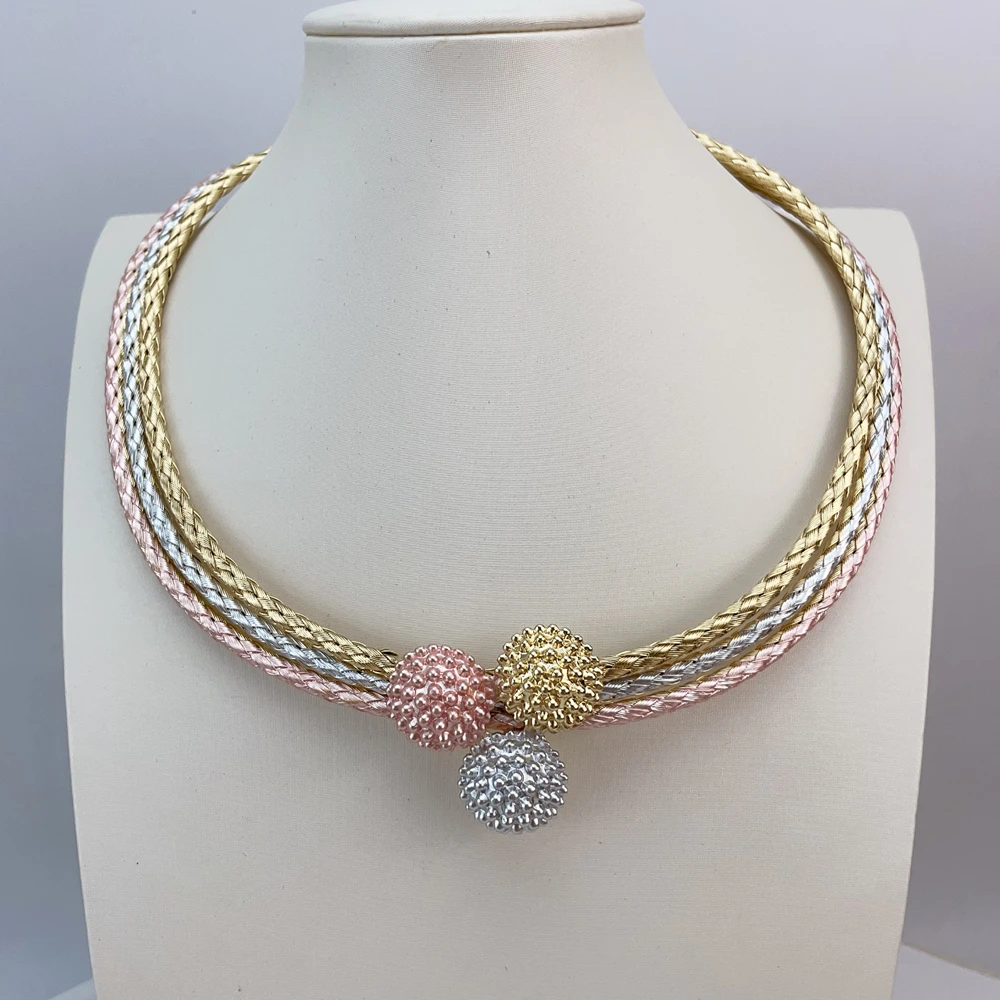 Collar grande y audaz de estilo Simple brasileño, conjunto de joyería de novia africana de calidad de lujo para mujer, regalos de fiesta FHK22826