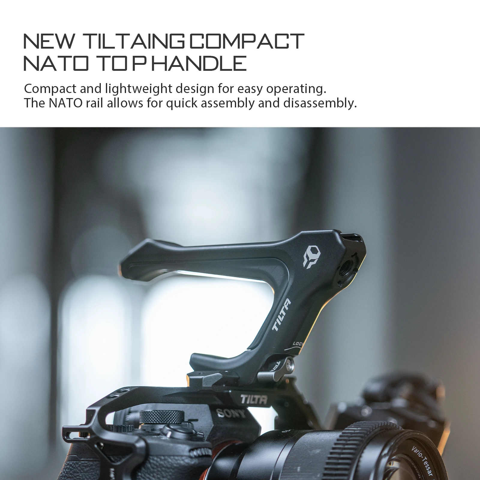 TILTA TA-QRTH7-B Mango superior compacto NATO con kit de rieles negro para estabilidad y accesibilidad de la cámara