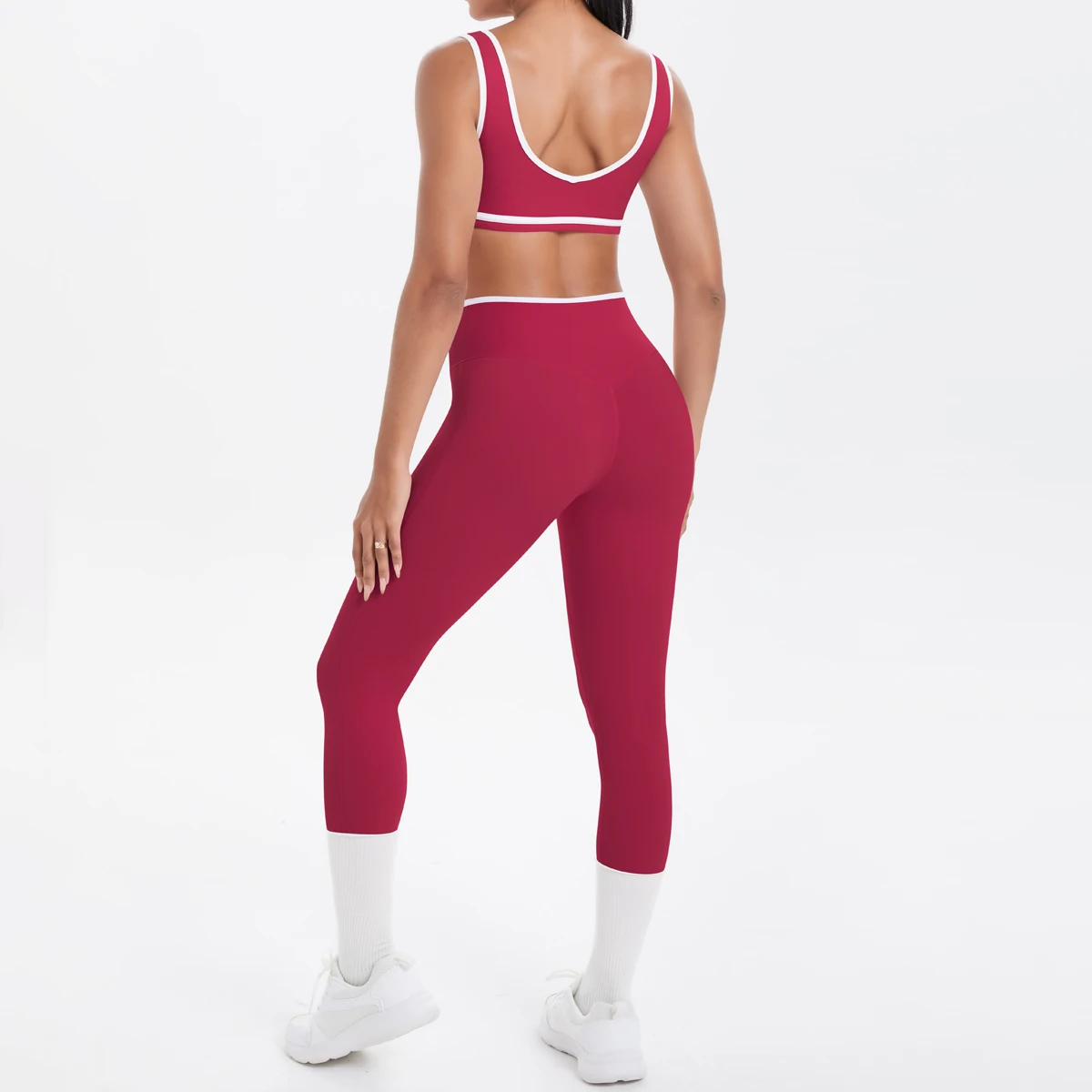 Conjunto de pantalones y sujetador de Yoga para mujer, Top de entrenamiento de Color sólido, conjunto deportivo de realce de entrenamiento de alta resistencia, mallas de Yoga para correr al aire libre, 2 uds.